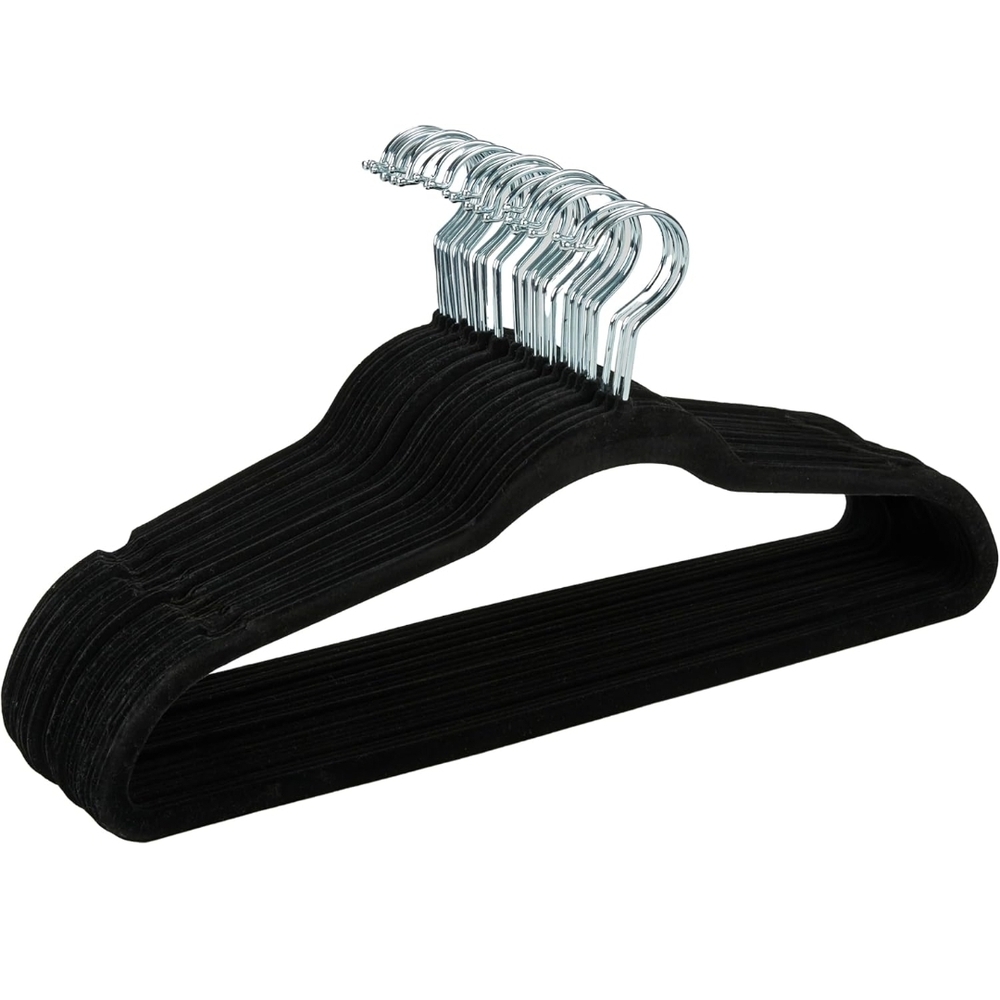 Black Velvet Hangers Set of 25